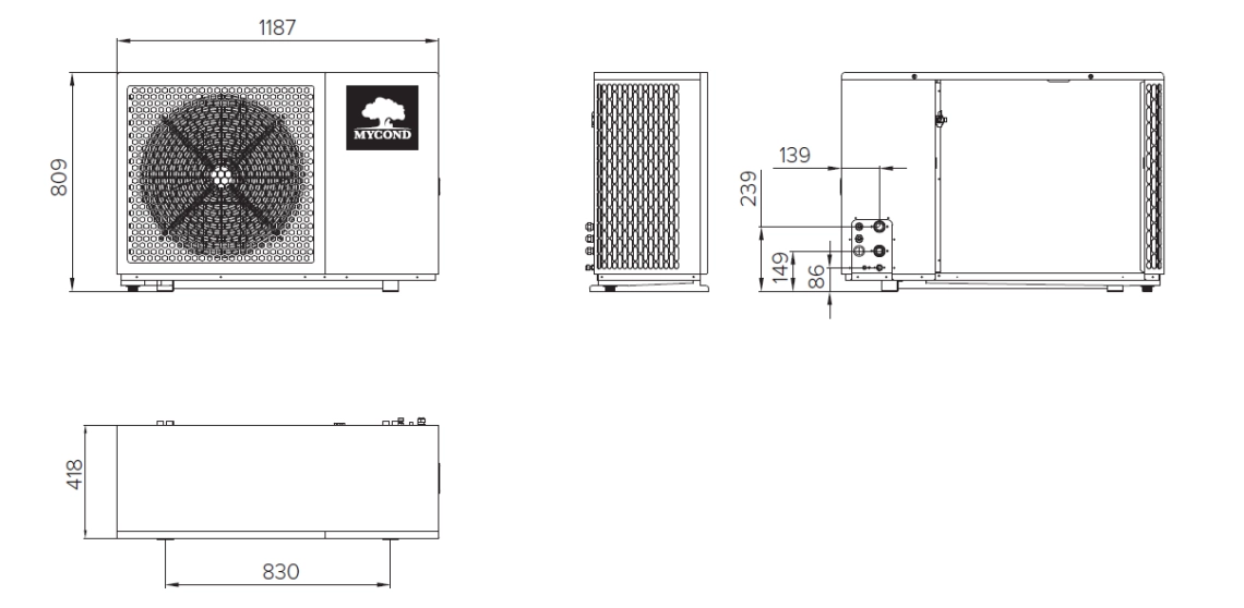 Mycond BeeEco Gesamtabmessungen - 1