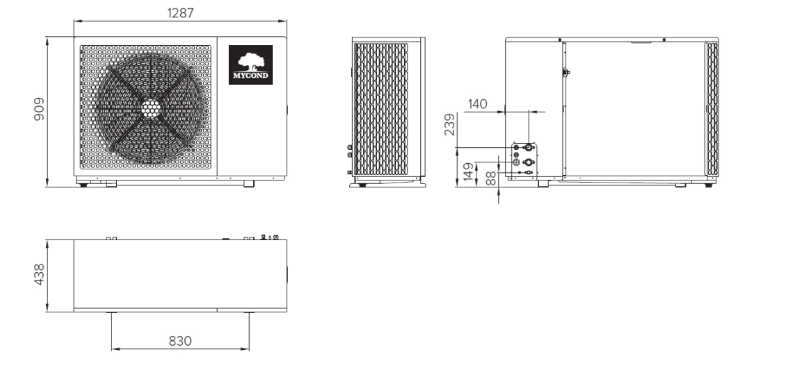Mycond BeeEco Gesamtabmessungen - 2