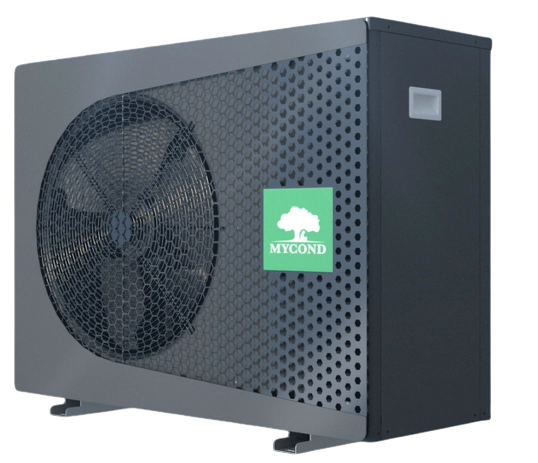 Abbildung der Installationsoptionen der MyCond BeeThermic Monoblock Wärmepumpe.