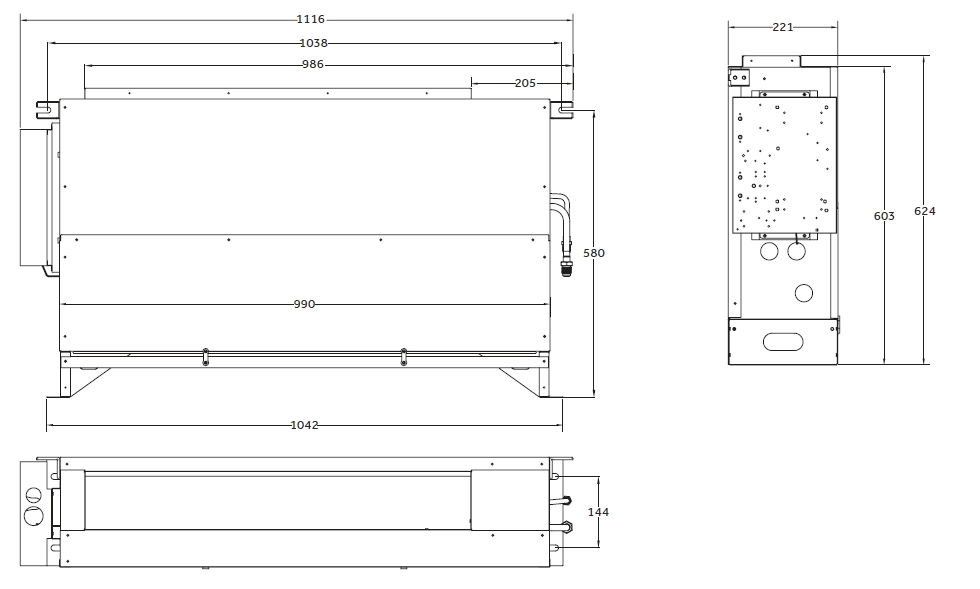 MyCond Built-in bodenstehend Gesamtabmessungen