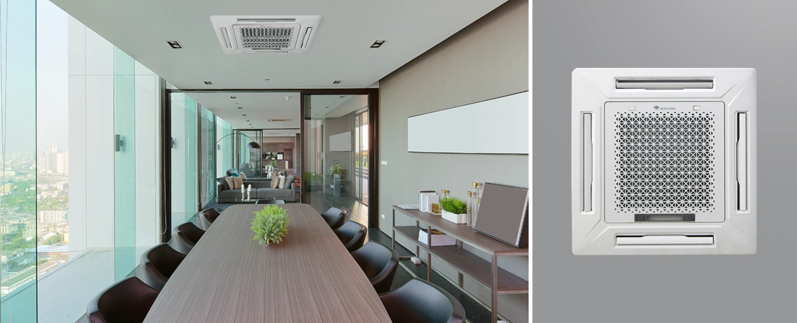 MyCond MCFK-T2 Moderner 4-Wege-Kassetten-Gebläsekonvektor mit energieeffizientem Design.