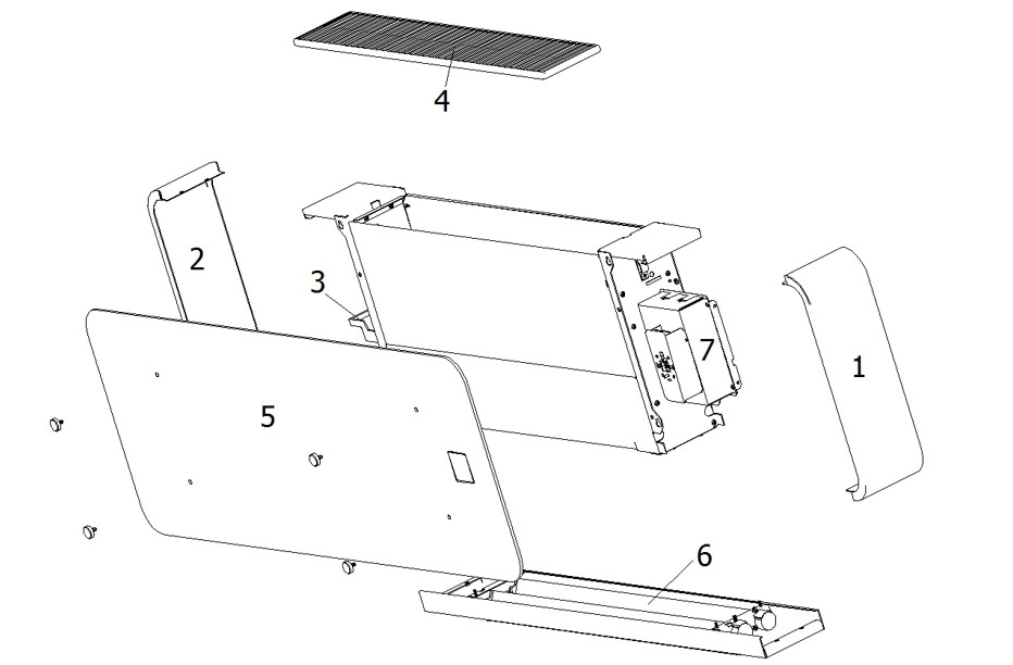 Ultradünner MyCond Silberglas-Wandventilatorkonvektor für effiziente Klimatisierung.
