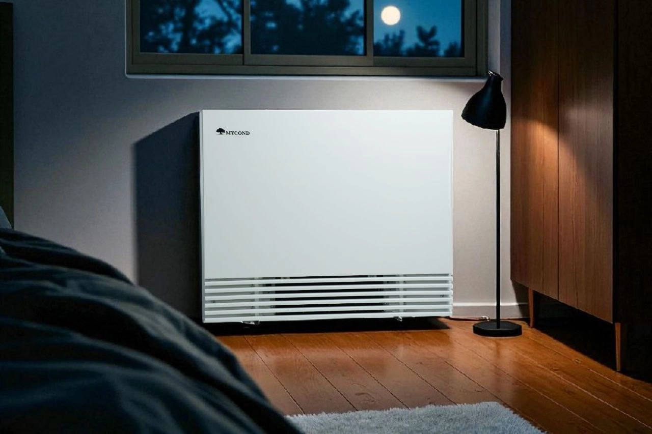 Gebläsekonvektor in einem modernen Schlafzimmer Mycond Serie Silent